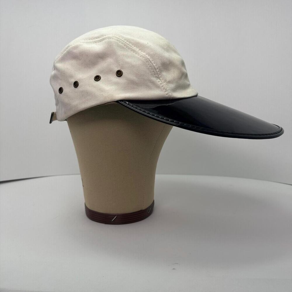 Quaker Marine Supply Oysterman Long Bill Hat Khaki Tan Canvas Made in USA Cap